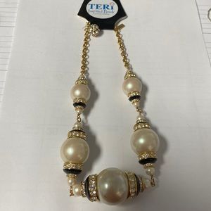Kate Spade New York Pearl with Black Necklace Crystals Pretty